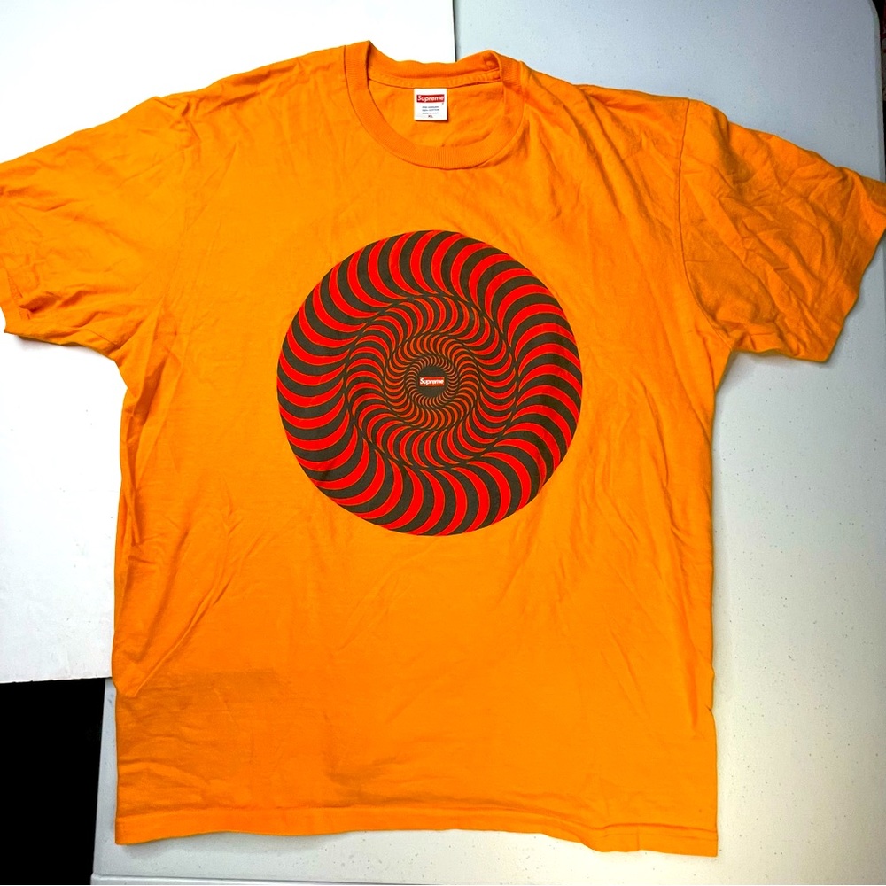 Supreme Orange & Red Color Mens XL Size Spitfire Skateboard Wheels T-Shirt